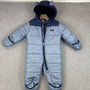 OshKosh B’Gosh snow suit 12 mos blue water resistant bear ears one piece